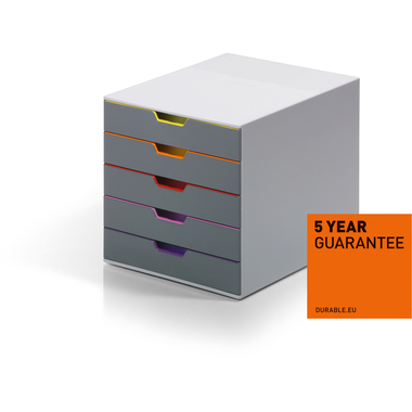 Durable 760527 VARICOLOR Desk drawer box 5 drawers Grey A4 C4 Foli...