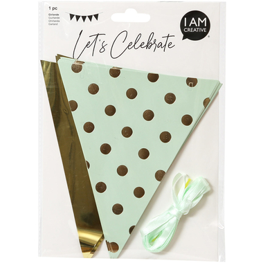 I AM CREATIVE Wimpelgirlande, 3.6m 6010.976 mint, gold