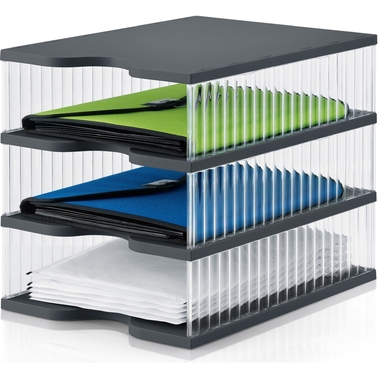 STYRO Ablagesystem styrobig uno 228-0103.92 schwarz/transparent 3 Fächer