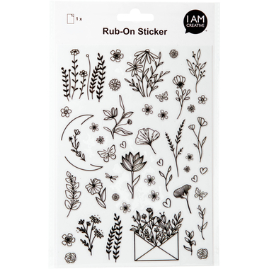 I AM CREATIVE Rub on Sticker A5 4010.58 Blumen
