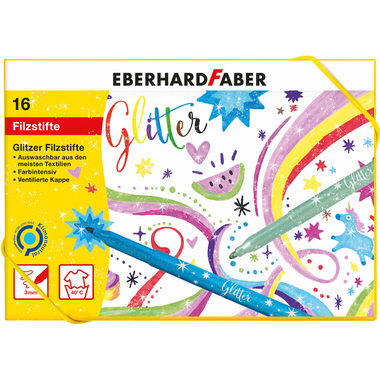 EBERHARD FABER Glitter-Fasermaler, 16er Geschenkkarton