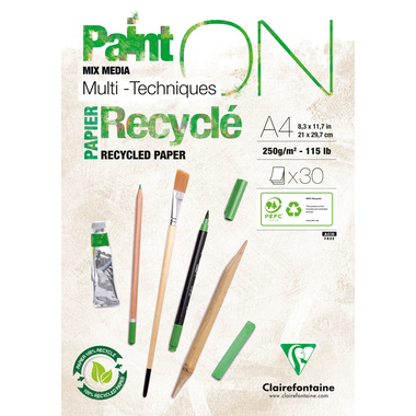 Bloc dessin A4 PaintOn Clairefontaine papier blanc 100% recyclé