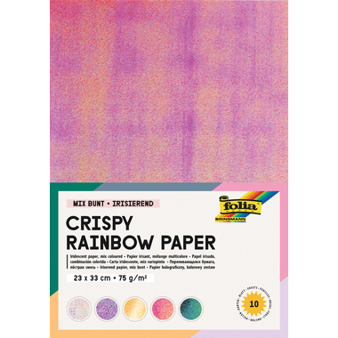 FOLIA Papier Arc-en-ciel 75g,23x33cm 310409 Crispy, Multi Colore