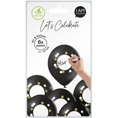 I AM CREATIVE Ballons DIY Inscription 27cm 1000-1069 noir 6 pièces