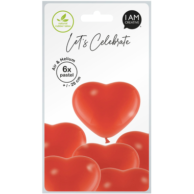 I AM CREATIVE Ballons Cur 27cm 1000-1073 rouge 6 pièces