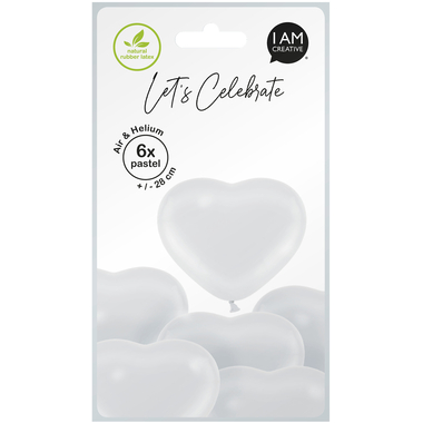 I AM CREATIVE Ballons Cur 27cm 1000-1074 blanc 6 pièces