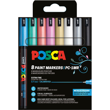 Boîte de 8 Marqueurs Posca Pointe calibrée extra-fine