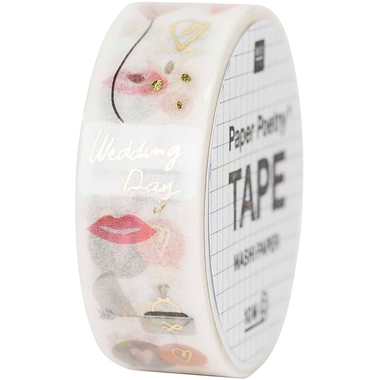 RICO DESIGN Washi Tape Hochzeit 99001.77.02 weiss 15mmx10m