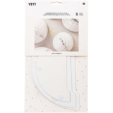 RICO DESIGN Papier alvéolé 20-30cm 99001.71.26 Boules, blanc 3 pièces