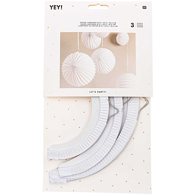 RICO DESIGN Lampions en papier 18.5-27cm 99001.71.87 blanc 3 pièces