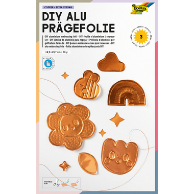 FOLIA Feuille d'aluminium 18x29.7cm 520 cuivre, extra fort 3 feuilles