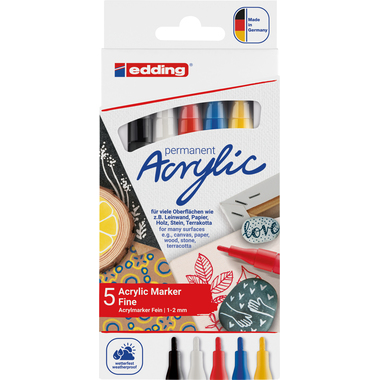 edding 5300 Acrylic Marker Fine Assorted Basic 5Pcs Set 4-5300-5S