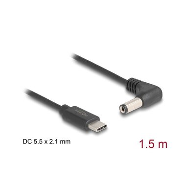 Delock Câble électrique USB Fiche creuse 5.5/2.1 mm USB-C - Spécial 1.5 m