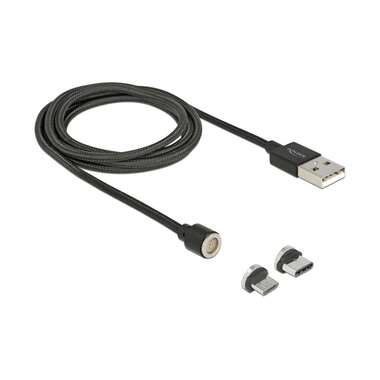 Delock USB-Kabel magnetisch 2in1 USB-A - USB-C/Micro-USB B 1.1 m