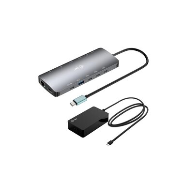 i-tec Metal USB-C Nano 3x Display Dock, 2x HDMI 1x USB-C video with Power Delivery 140W + Universal Charger 140 W