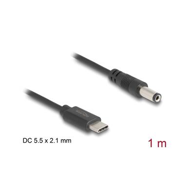 Delock Câble électrique USB Fiche creuse 5.5/2.1 mm USB-C - Spécial 1 m
