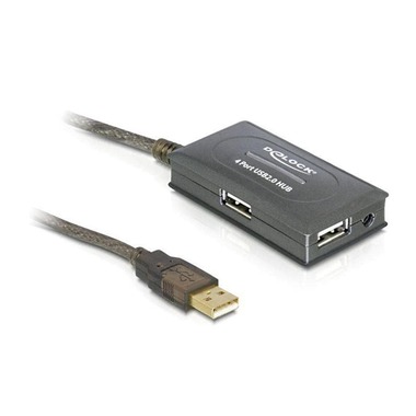 Delock 82748 USB-Hub 4 Port USB-A, DC-Buchse 3.5mm USB 2.0 480MBit/s Grau 82748