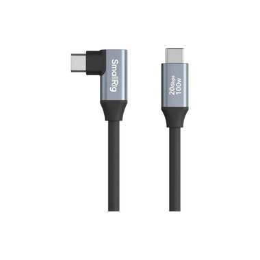 Cable de datos en ángulo SmallRig USB-C recto a USB-C, compatible con carga rápida de 20Gbps y 100W, Cable de banco de energía para batería de cámara DSLR