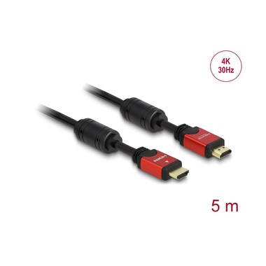 Delock Kabel 4K 30Hz HDMI - HDMI, 5 m, Rot/Schwarz