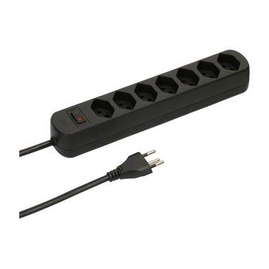 Max Hauri Steckdosenleiste Basic Line 7x T13 Reset Schalter, Schwarz
