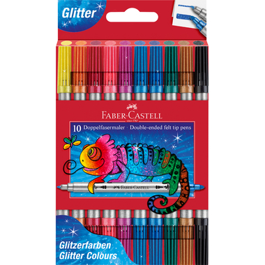 FABER-CASTELL Doppelfasermaler Glitzer, 10er Etui