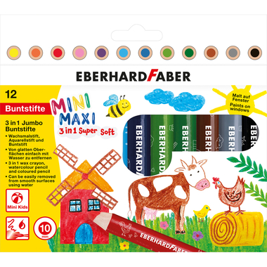EBERHARD FABER Buntstift 3in1 Jumbo MINI MAXI, 12er Etui