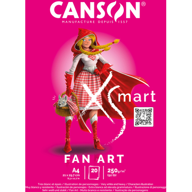 CANSON Bloc à dessin Fan Art A4 32250P001 en blanc, 250g 20 feuilles
