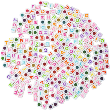 I AM CREATIVE Buchstaben-Perlen, eckig 4701.08 weiss, bunt, 6mm 50g