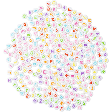 I AM CREATIVE Buchstaben-Perlen, rund 4701.04 weiss, bunt, 6mm 40g