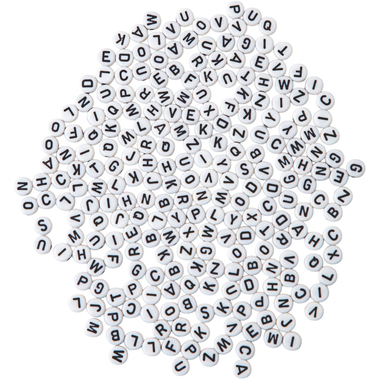 I AM CREATIVE Buchstaben-Perlen, rund 4701.05 schwarz, weiss, 6mm 40g