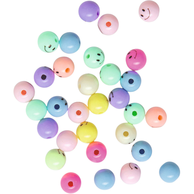 I AM CREATIVE Perlen, Smiley 4701.15 bunt, 8mm 30 Stück