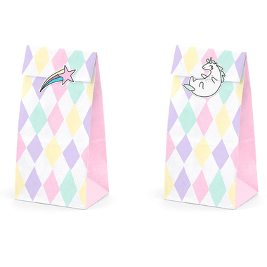 PARTYDECO Tüten für Süssigkeiten TNS6 Einhorn 6 Stück
