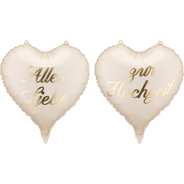 PARTYDECO Folienballons 45cm FB351 Herzen, Hochzeit 2 Stück