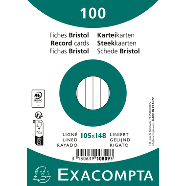 EXACOMPTA Karteikarten, DIN A6, liniert, weiß