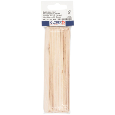 GLOREX Bastelhölzer 18x150mm 62200901 natur 20 Stück