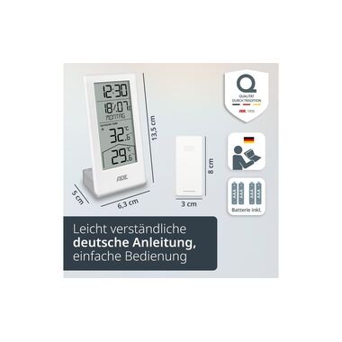 ADE Wetterstation mit Funk-Aussensensor Weiss