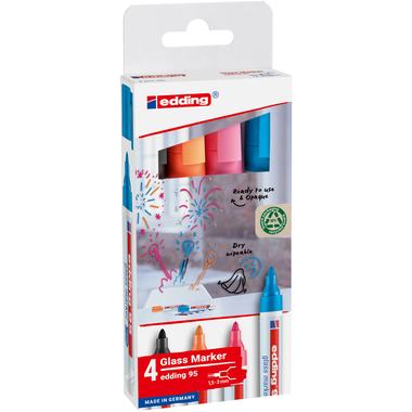 edding 95 Glass Marker Assorted 4Pcs Set 4-95-4-2