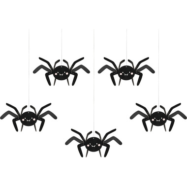PARTYDECO Décorations en papier 27x17cm DNT10 Araignées 5 pièces