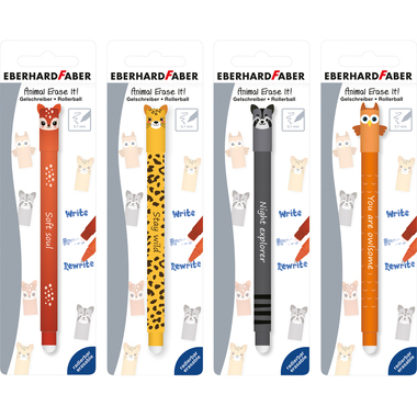 EBERHARD FABER Gelschreiber Erase It 0.7mm 582128 Animal Blister, ass.