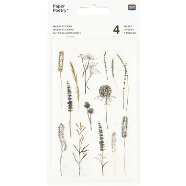 Rico Design Paper Poetry Washi Sticker In the Meadow Schwarz/Gold 4 Bögen